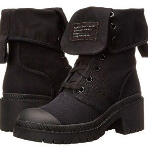 Marc by Marc Jacobs Black Lace-Up Canvas Combat Boots